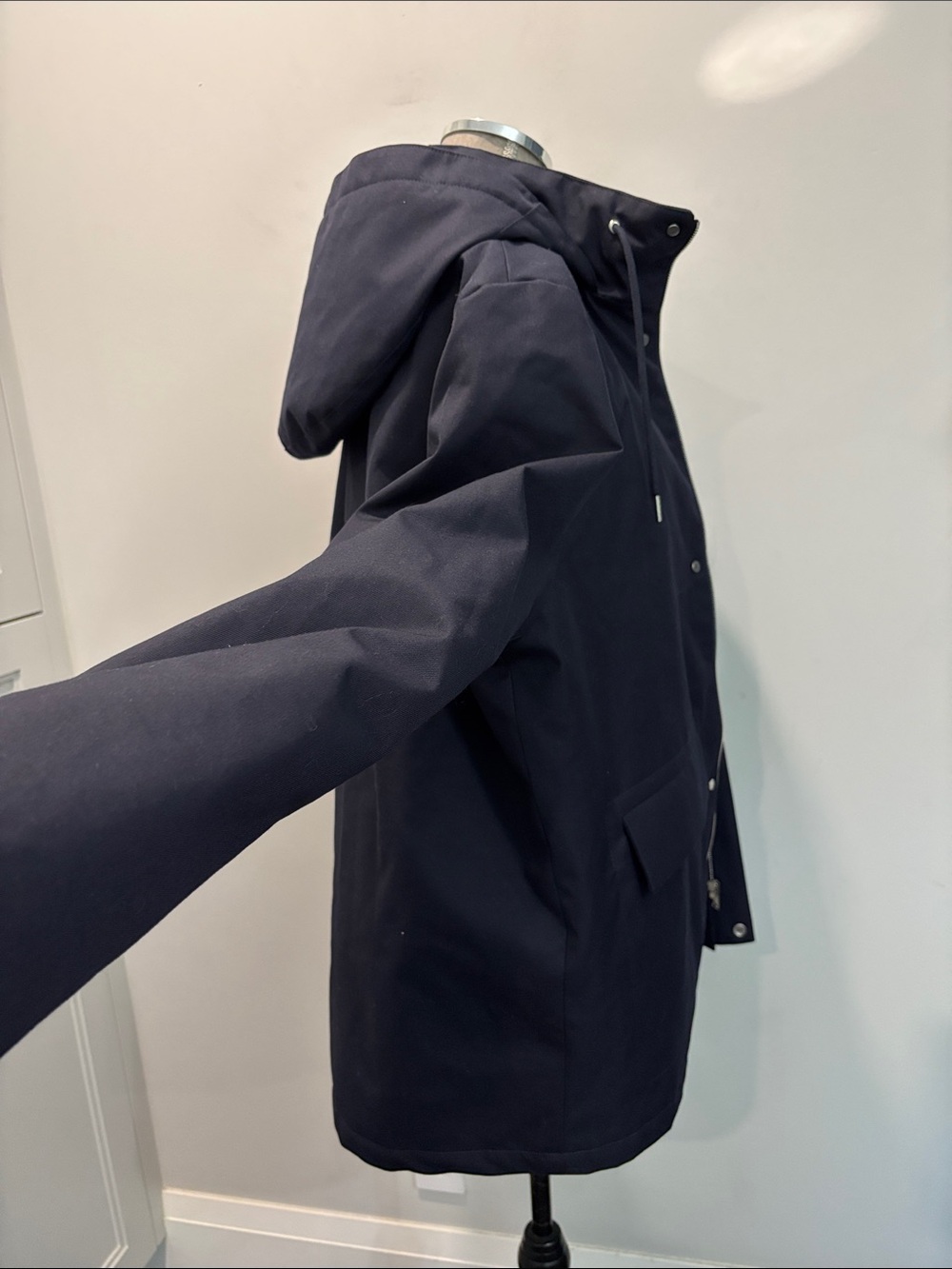 Sandro Navy Technical Hooded Wool Blend Parka NWT Quilted Lining XL - Picture 11 of 16